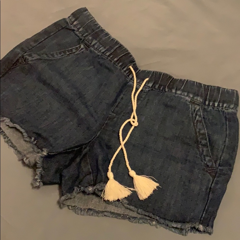 Loft Denim shorts with tassel tie and frayed hem